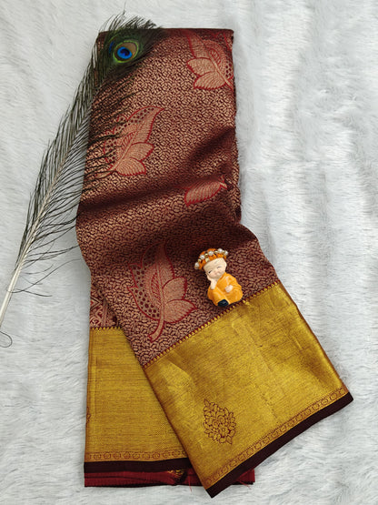 Maroon Pure Bridal Silk Saree