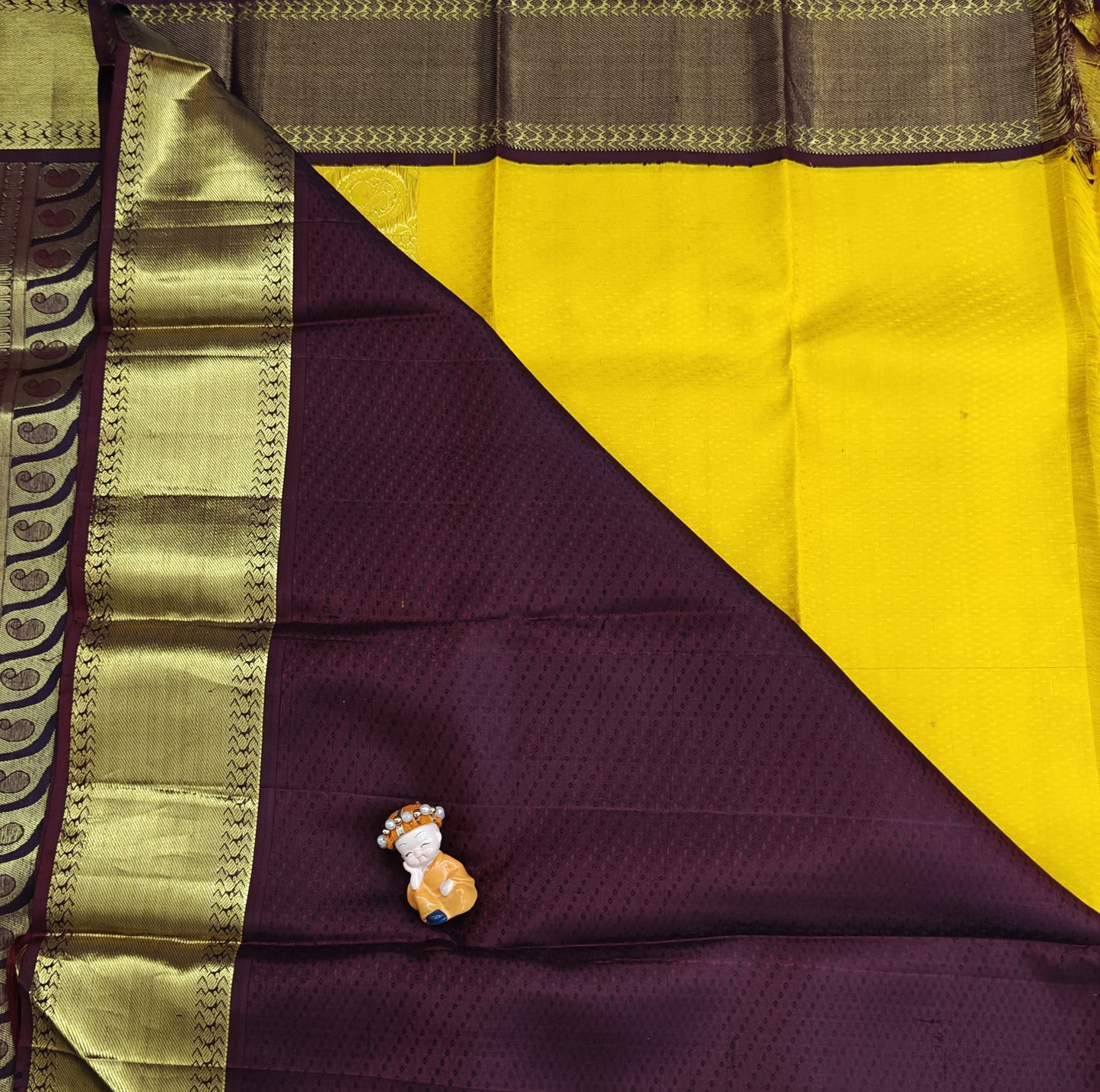 Yellow Pure Bridal Silk Saree