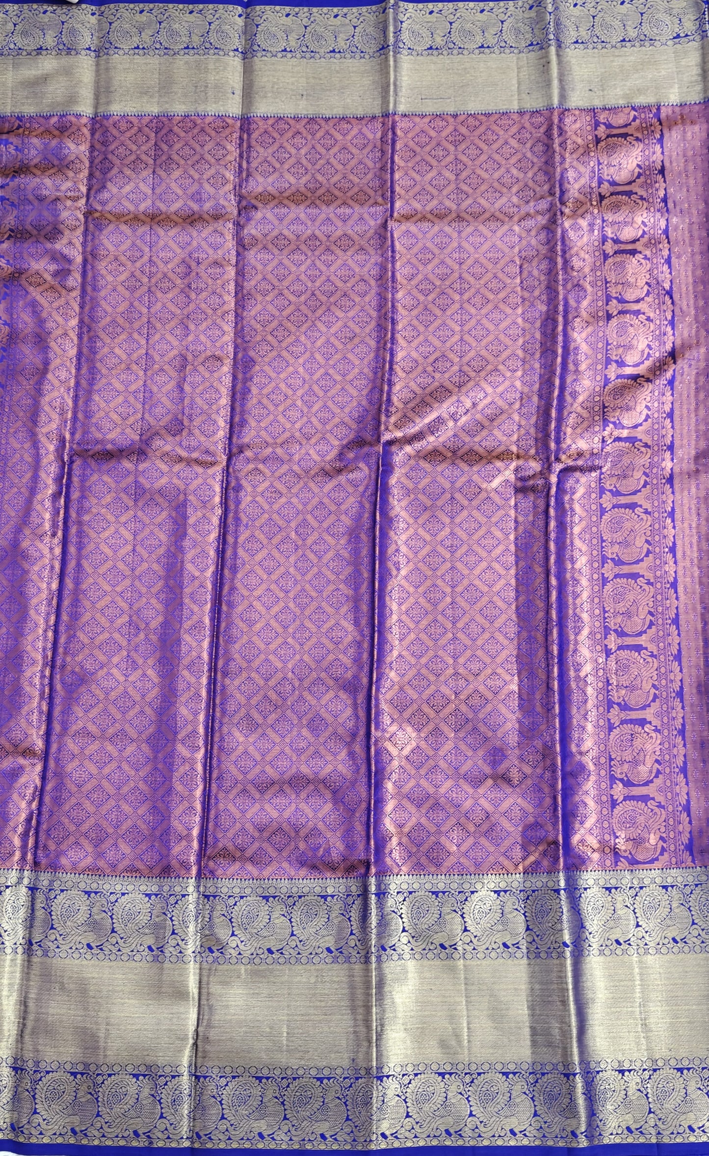 Yellow Pure Bridal Silk Saree with Royal Blue Border