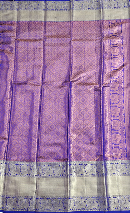 Yellow Pure Bridal Silk Saree with Royal Blue Border
