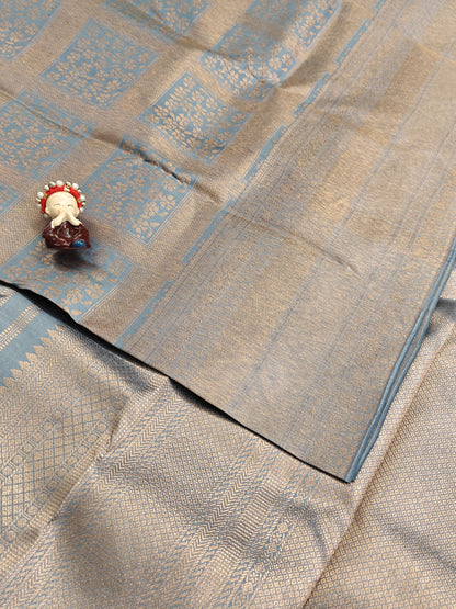 Grey Pure Bridal Silk Saree