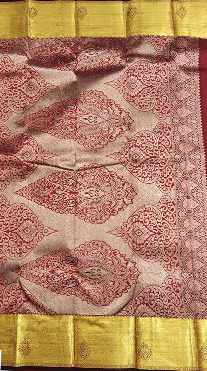 Maroon Pure Bridal Silk Saree