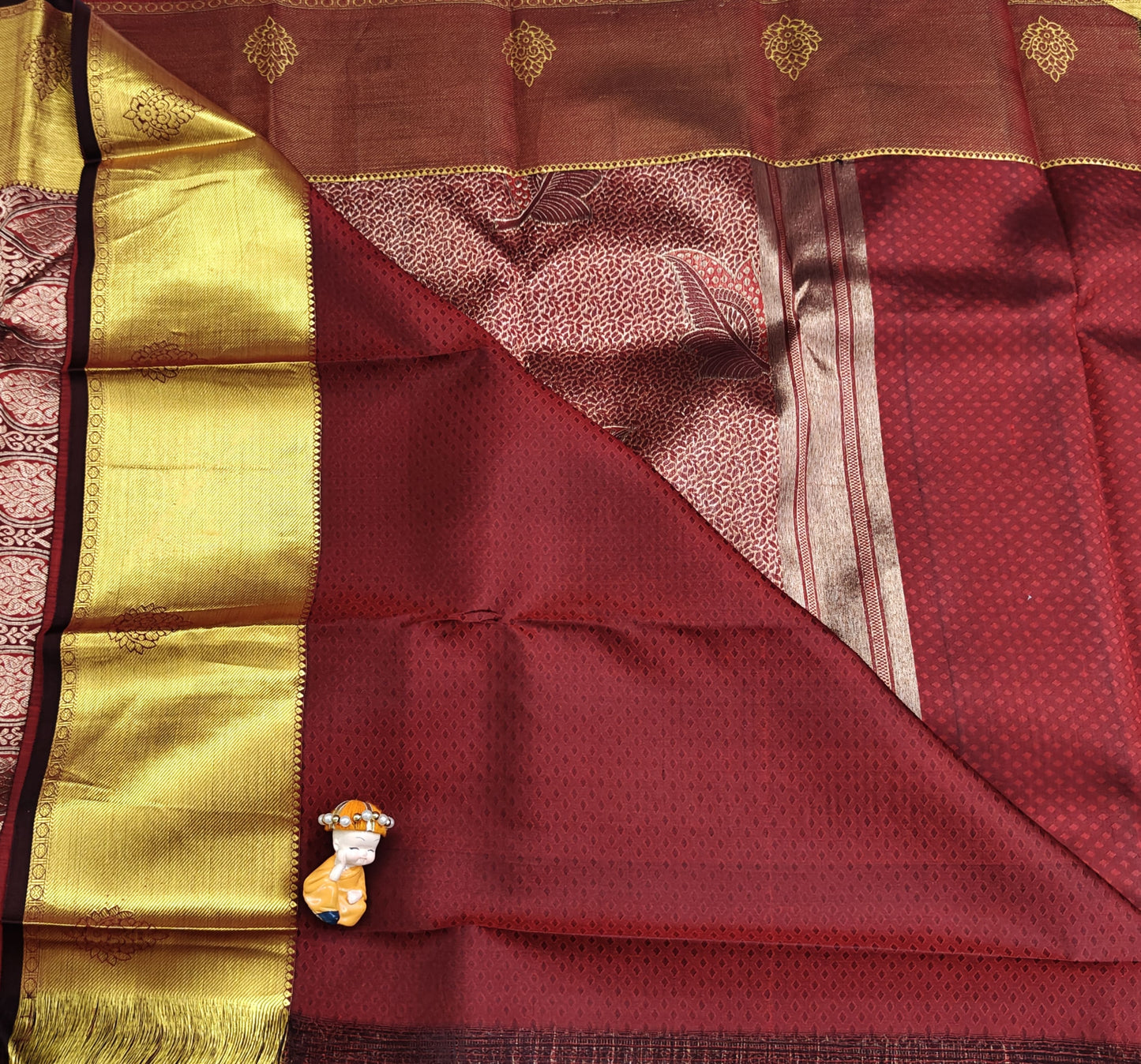 Maroon Pure Bridal Silk Saree