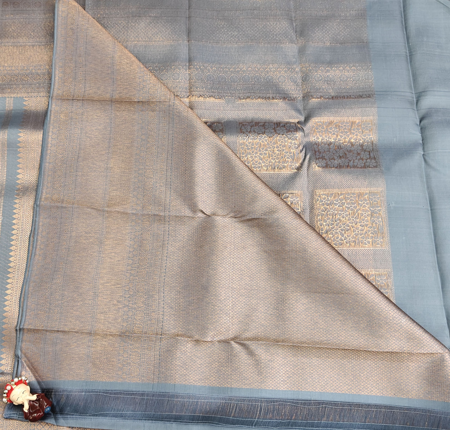 Grey Pure Bridal Silk Saree