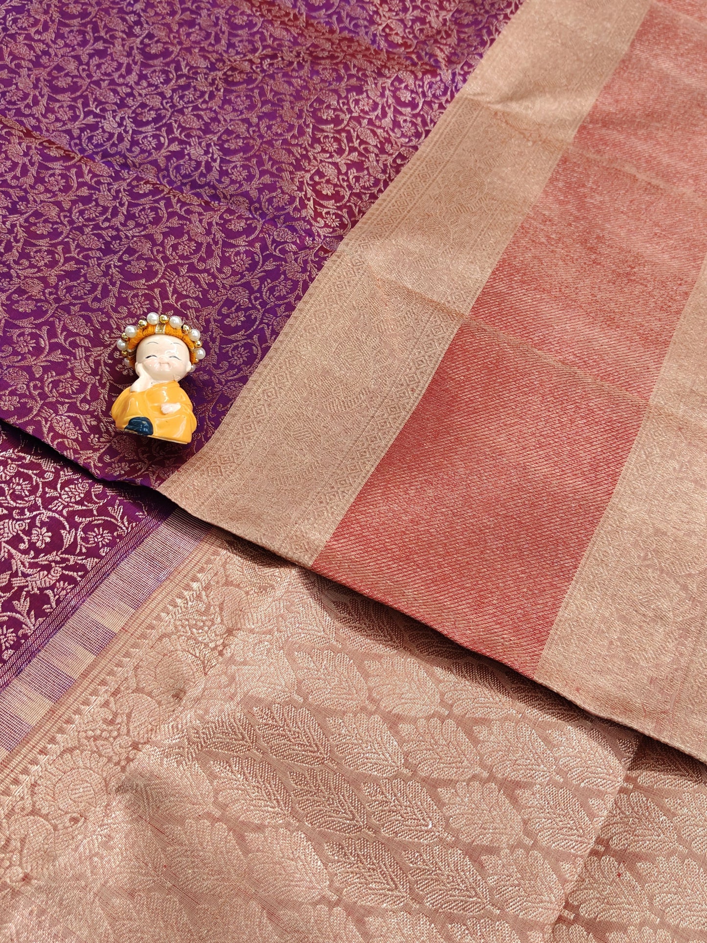 Purple Bridal Silk Saree with Peach Border