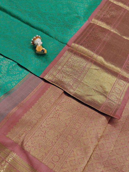 Sea Green Korvai Saree with Pink Border