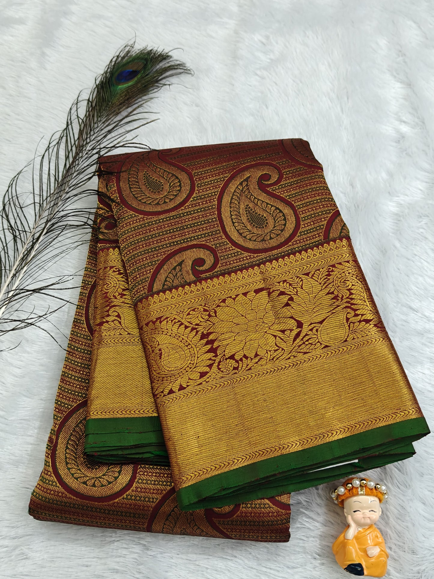 Maroon Pure Bridal Silk Saree