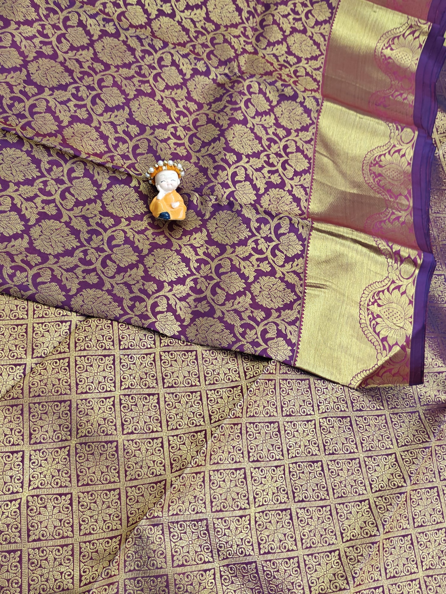Purple Pure Bridal Silk Saree with Gold Border
