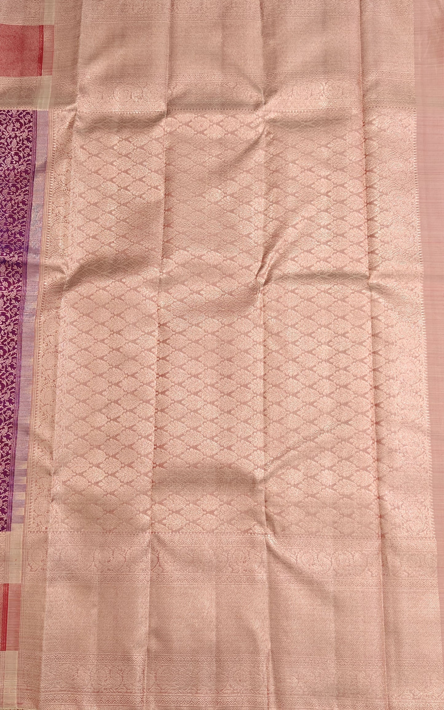 Purple Bridal Silk Saree with Peach Border