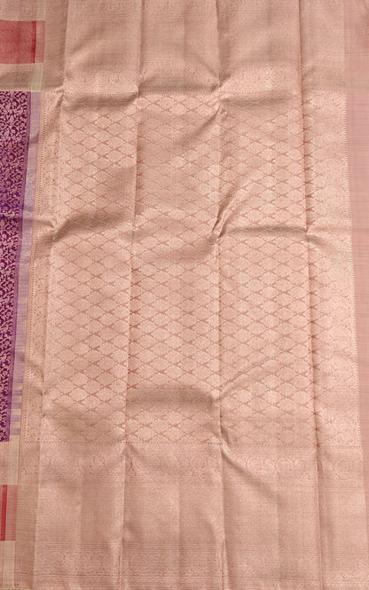 Purple Bridal Silk Saree with Peach Border