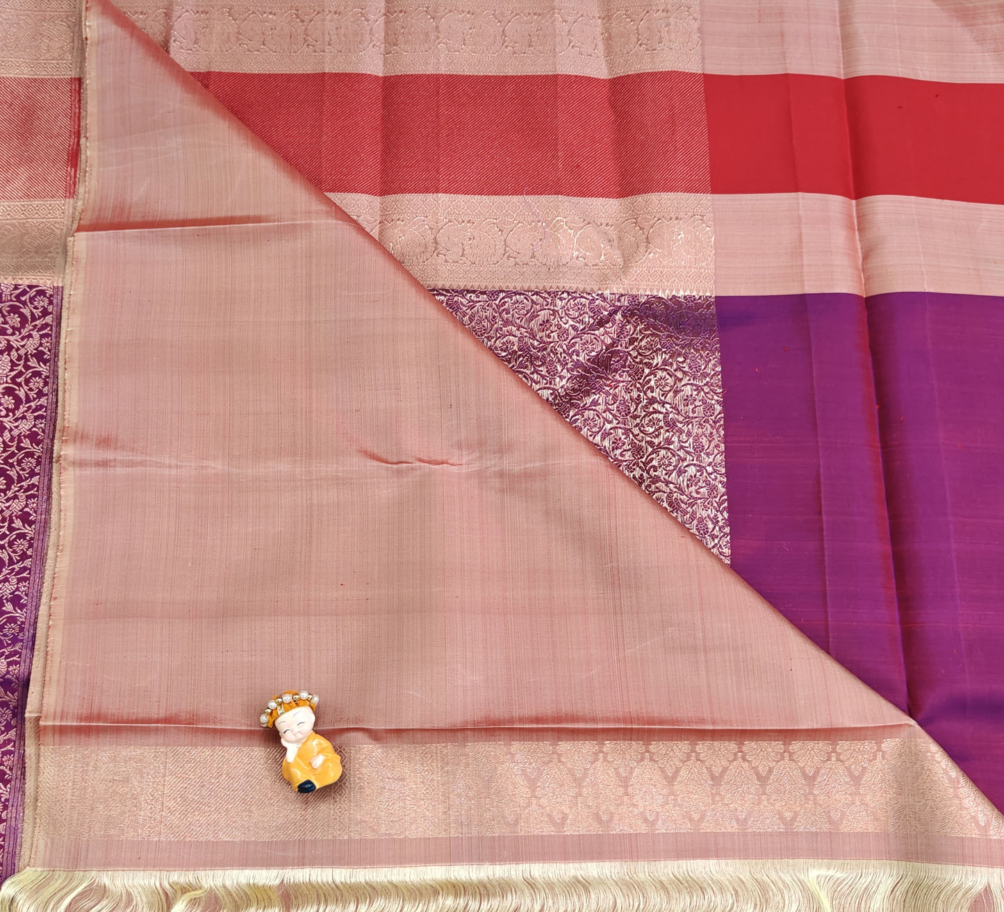 Purple Bridal Silk Saree with Peach Border