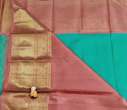 Sea Green Korvai Saree with Pink Border