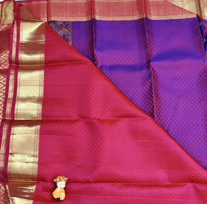 Purple Bridal Silk Saree with Rani Pink Border