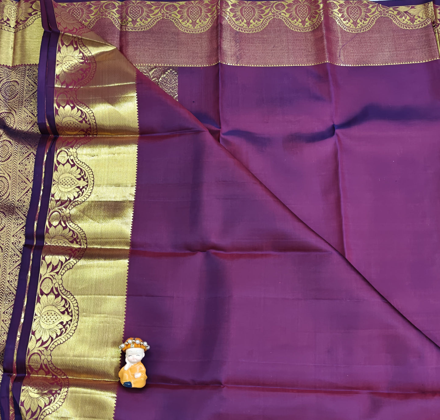 Purple Pure Bridal Silk Saree with Gold Border