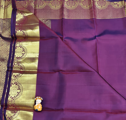 Purple Pure Bridal Silk Saree with Gold Border