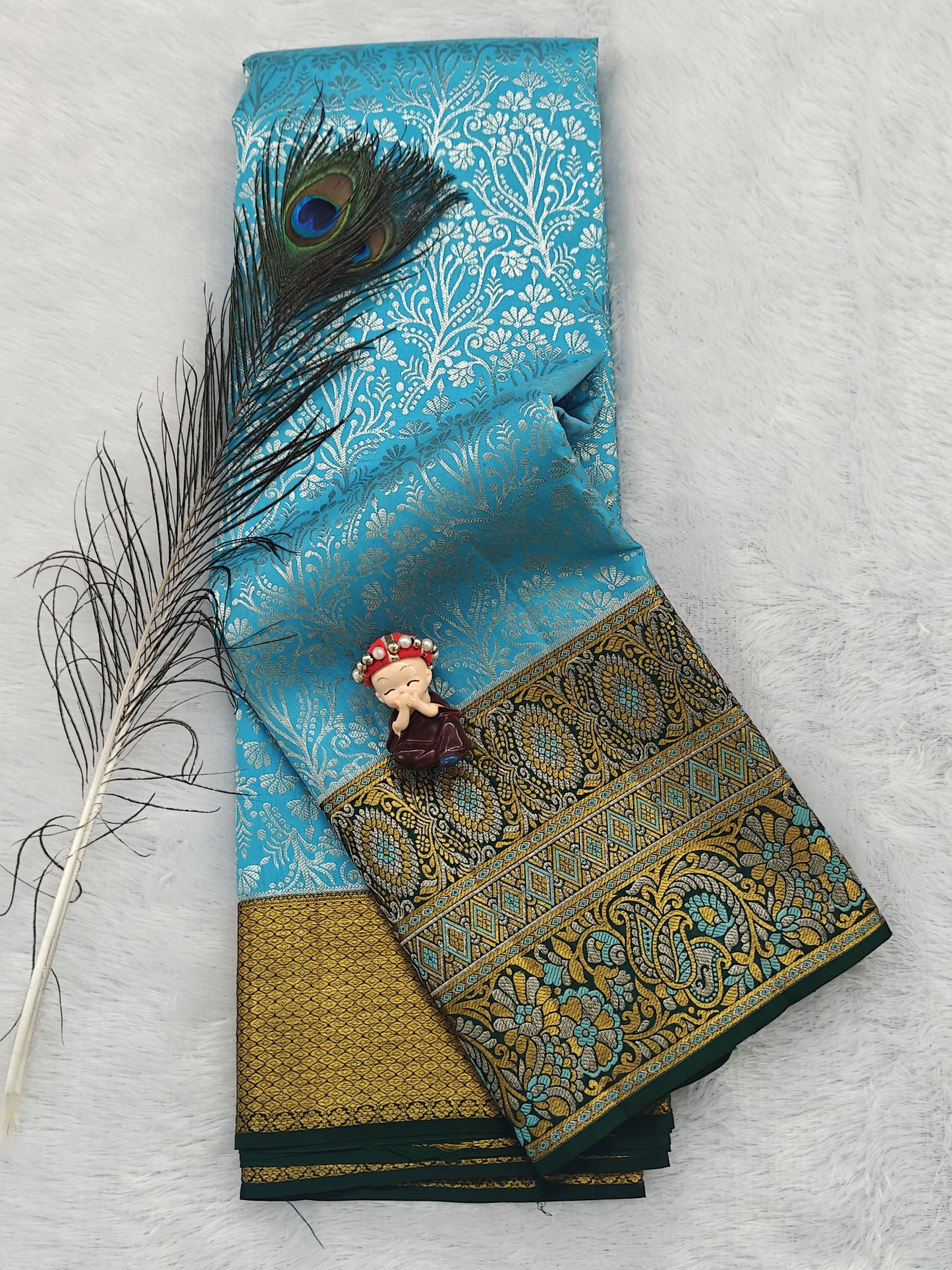 Sky blue Pure Bridal Silk Saree