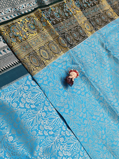 Sky blue Pure Bridal Silk Saree