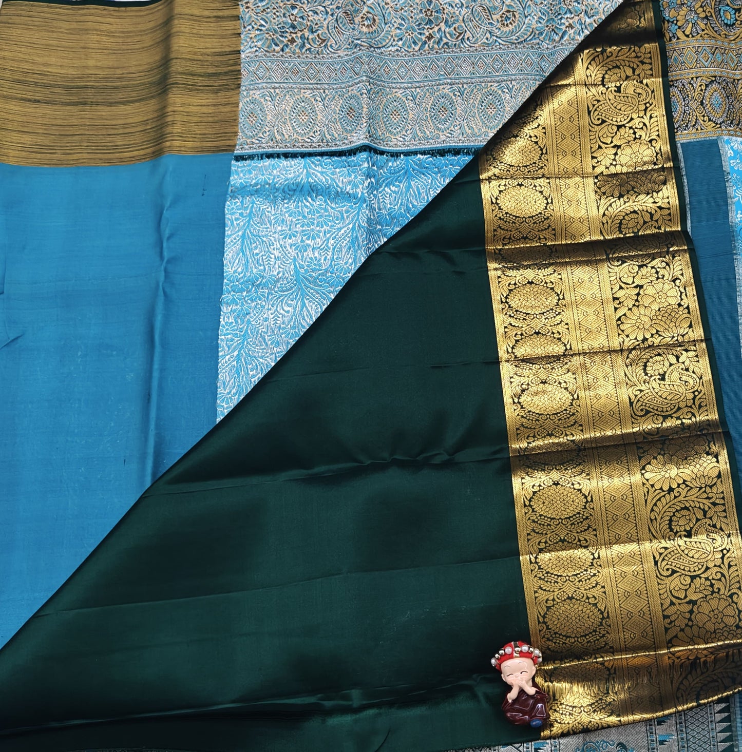 Sky blue Pure Bridal Silk Saree