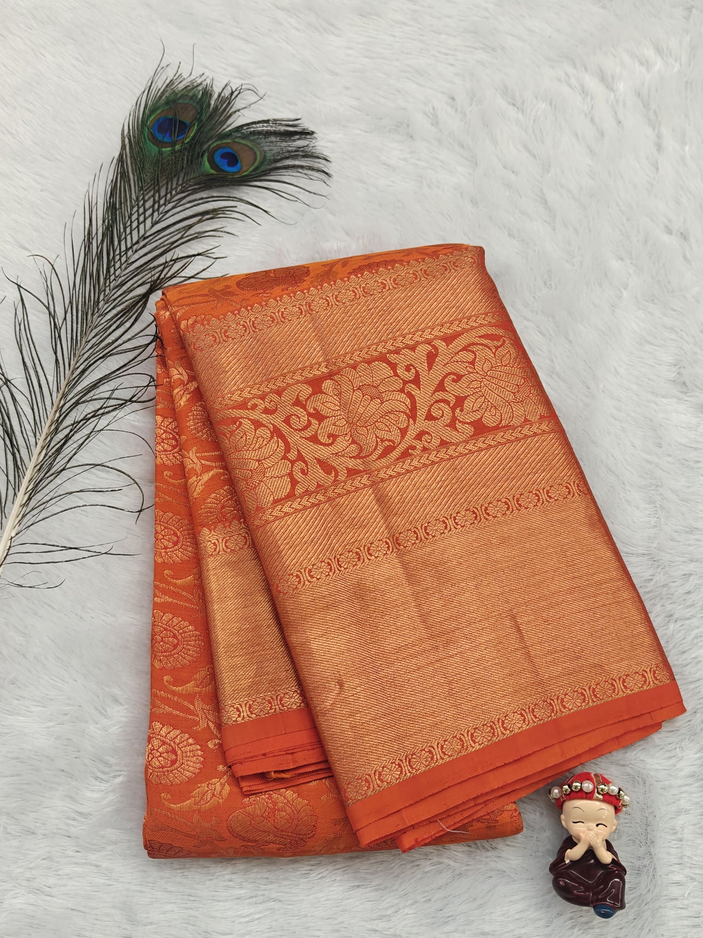 Orange Pure Bridal Silk Saree