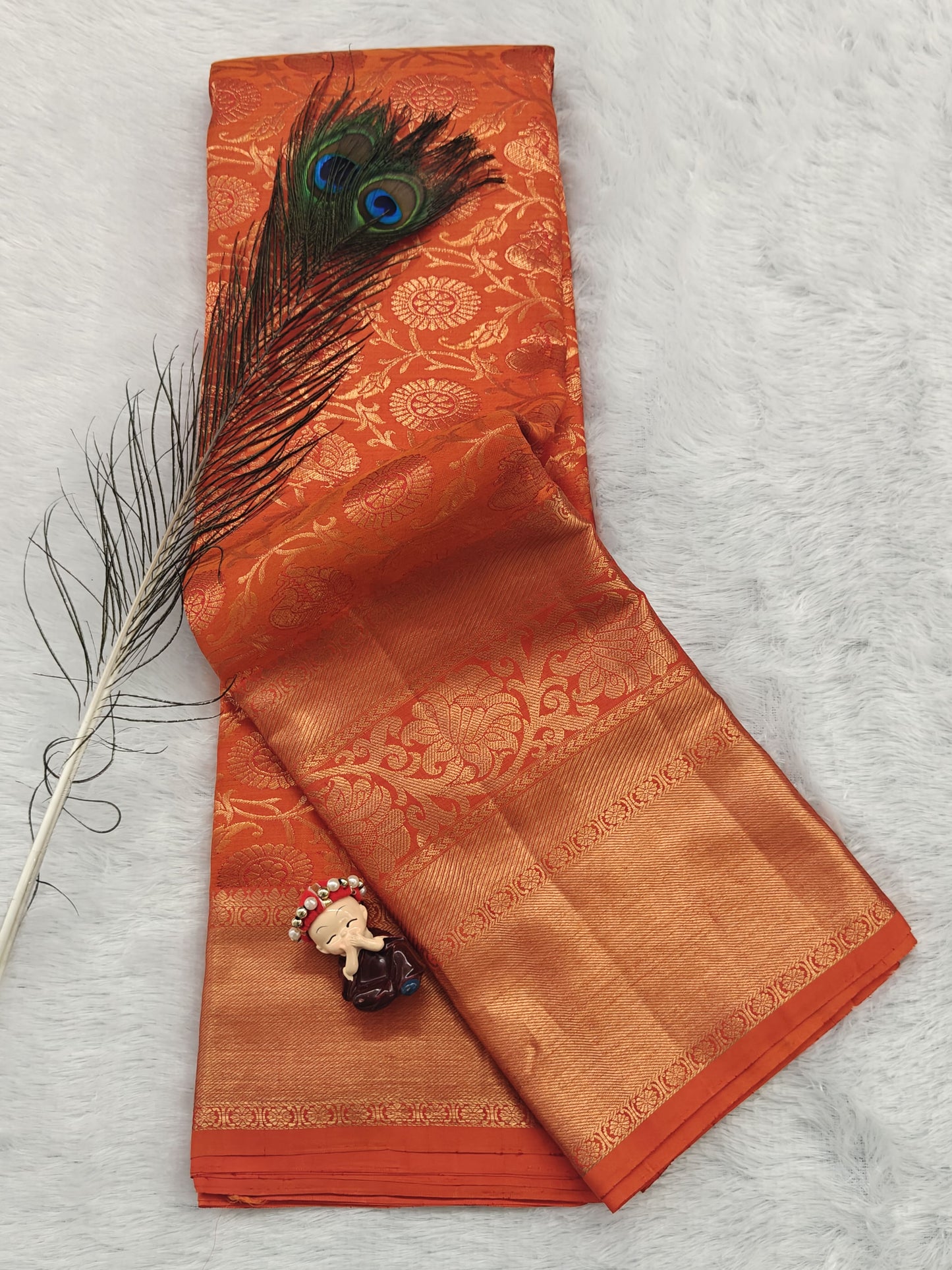 Orange Pure Bridal Silk Saree