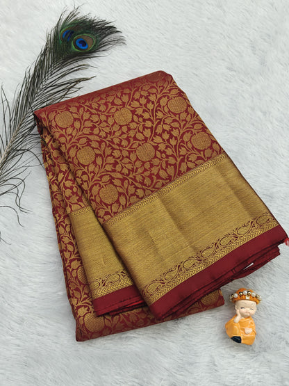 Maroon Pure Bridal Silk Saree