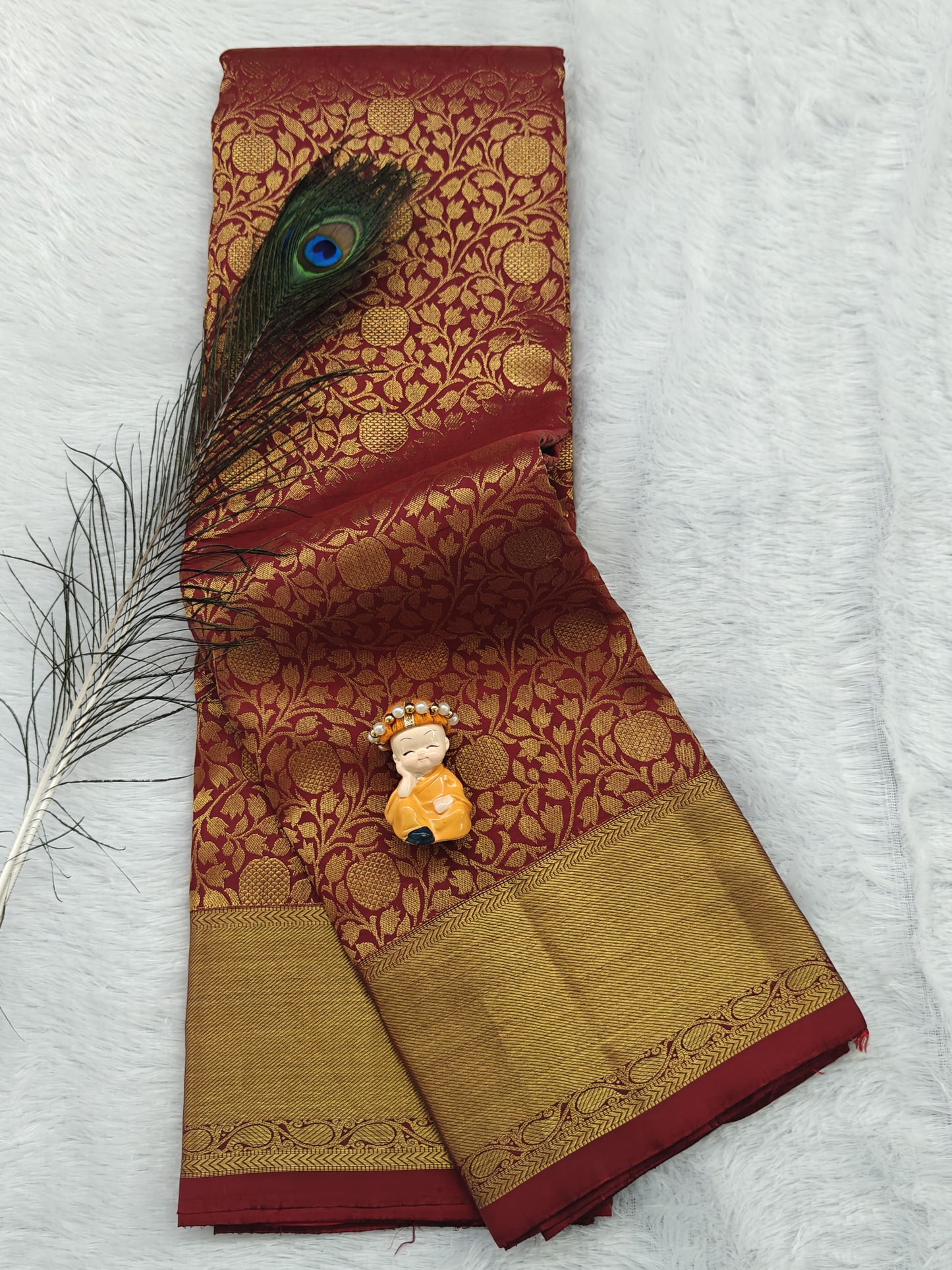 Maroon Pure Bridal Silk Saree