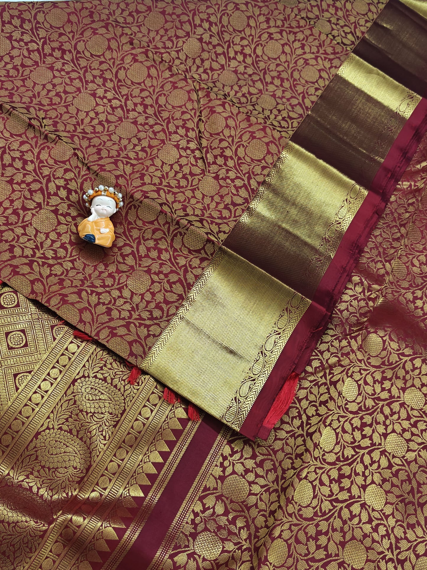 Maroon Pure Bridal Silk Saree