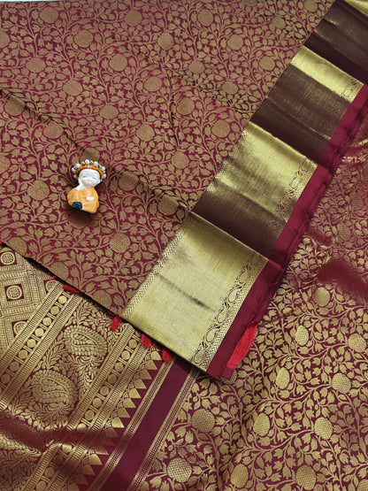 Maroon Pure Bridal Silk Saree