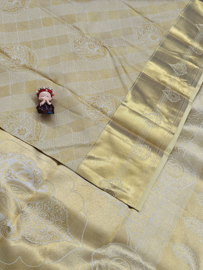 Off white Pure Bridal Silk Saree