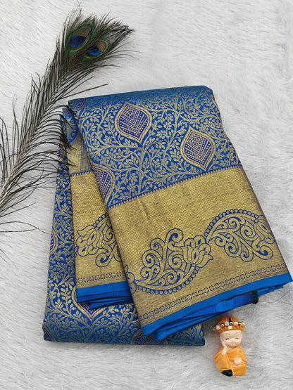 Royal Blue Pure Bridal Silk Saree