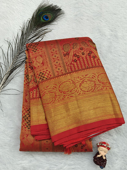 Red Pure Bridal Silk Saree