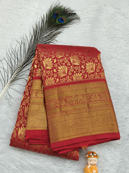 Rani Pink Pure Bridal Silk Saree