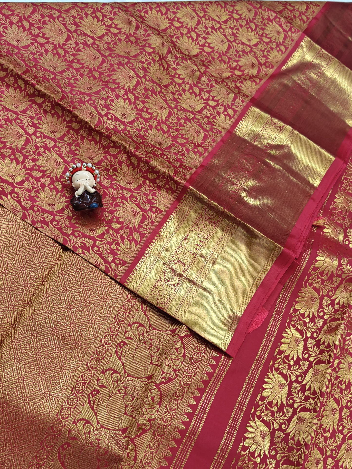 Rani Pink Pure Bridal Silk Saree