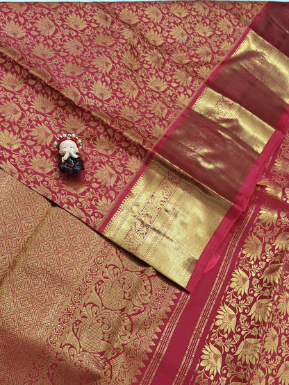 Rani Pink Pure Bridal Silk Saree