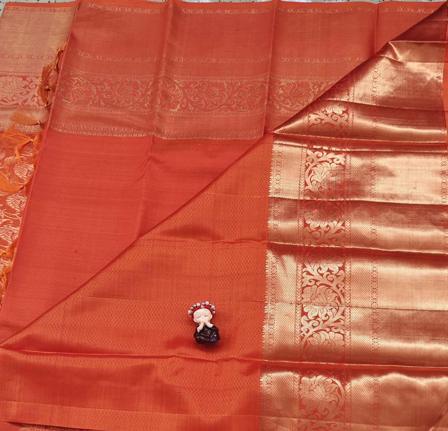 Orange Pure Bridal Silk Saree