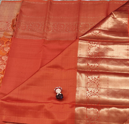 Orange Pure Bridal Silk Saree