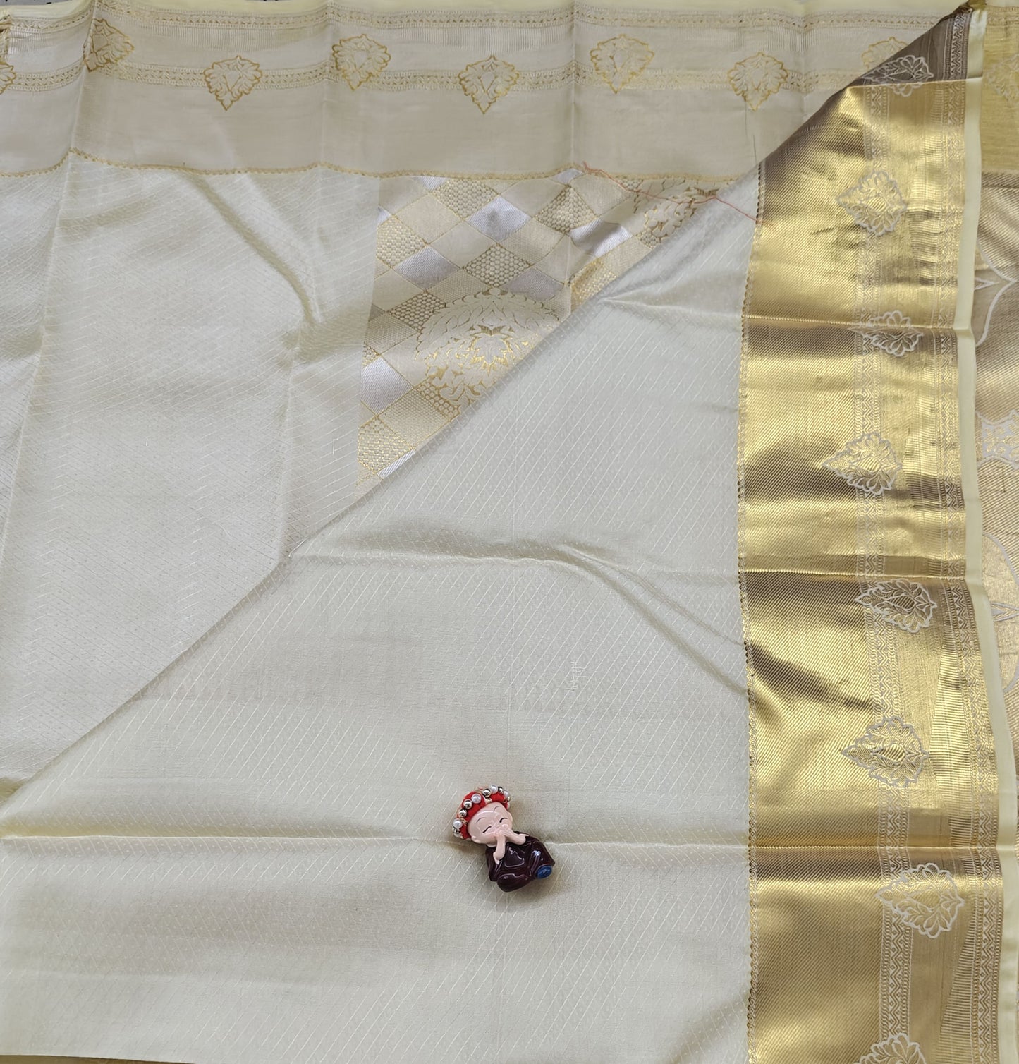 Off white Pure Bridal Silk Saree