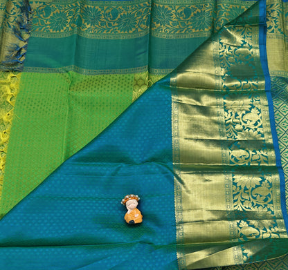 Parrot Green Pure Bridal Silk Saree