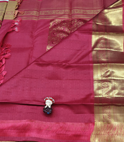 Rani Pink Pure Bridal Silk Saree