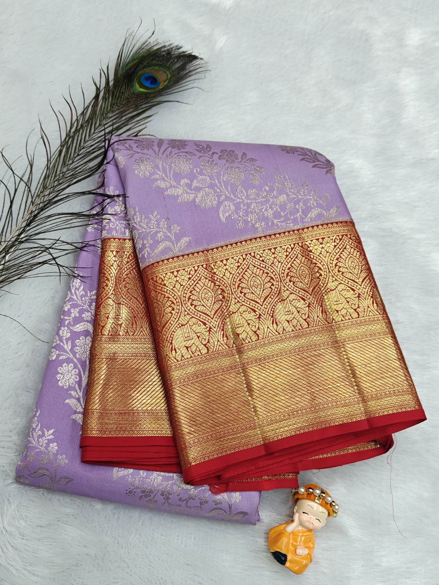 Lavender Pure Bridal Silk Saree