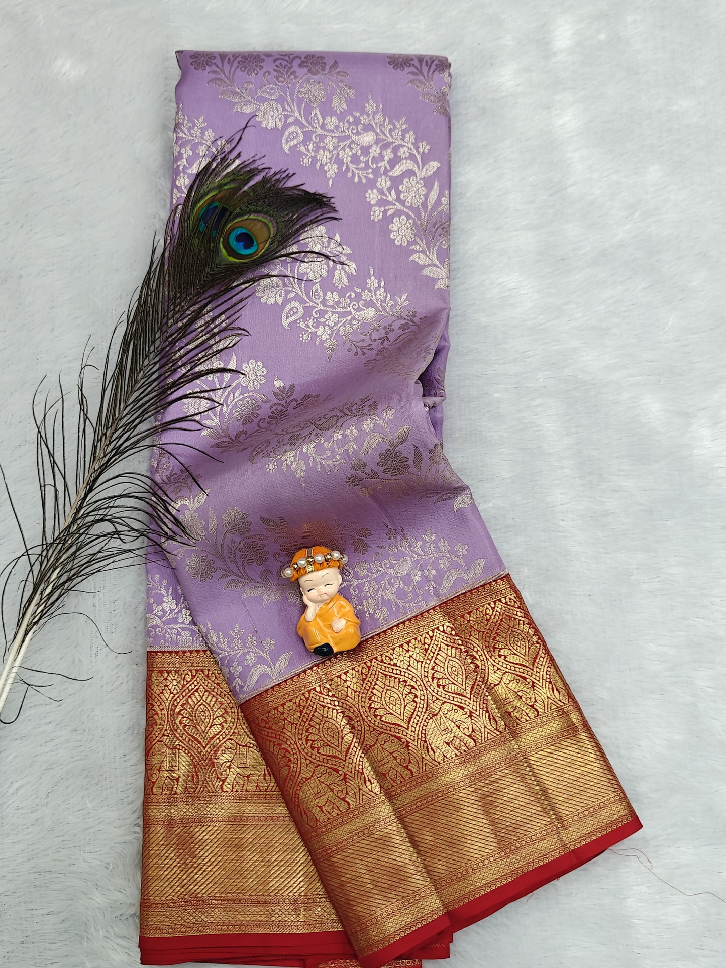 Lavender Pure Bridal Silk Saree