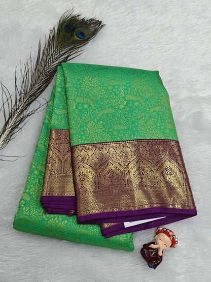 Parrot Green Pure Bridal Saree
