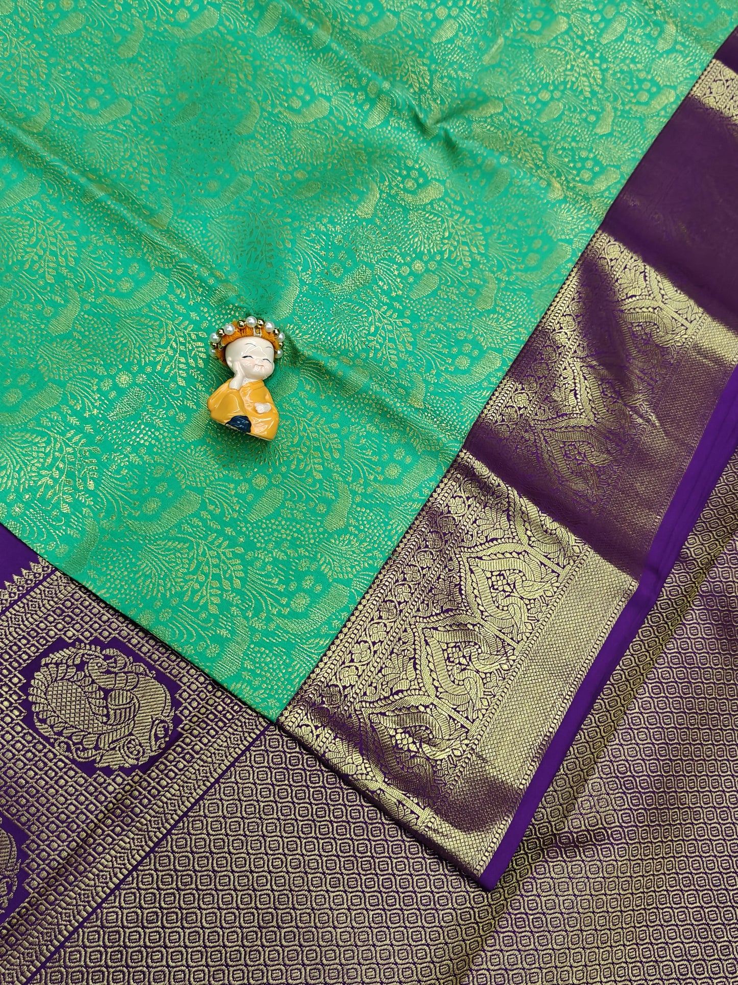 Parrot Green Pure Bridal Saree