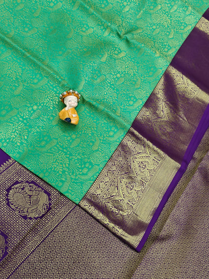 Parrot Green Pure Bridal Saree