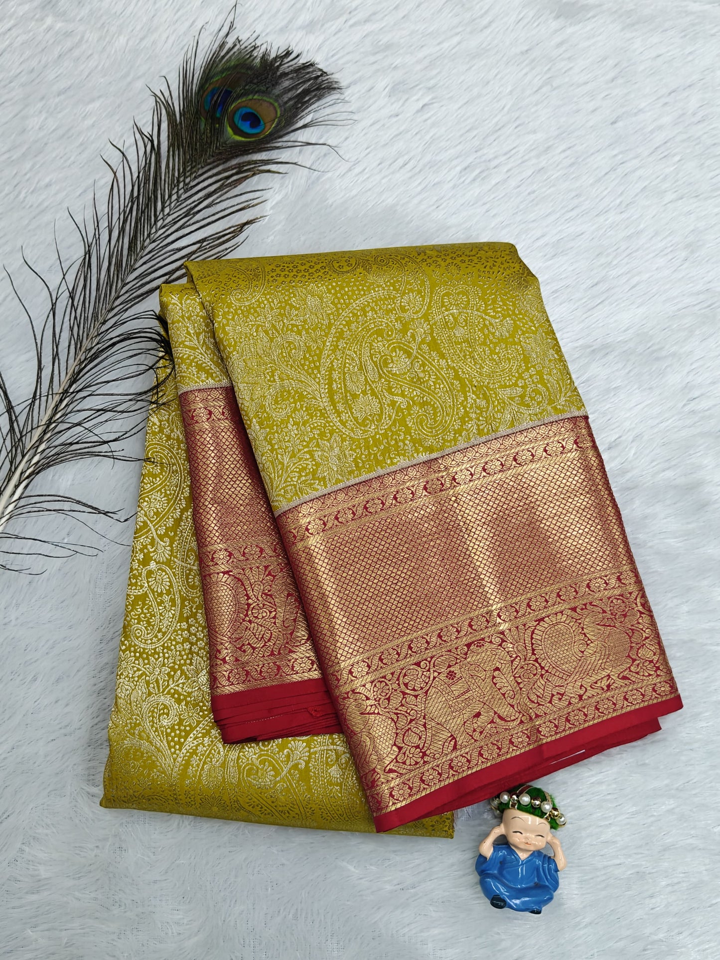 Mustard Yellow Pure Bridal Silk Saree