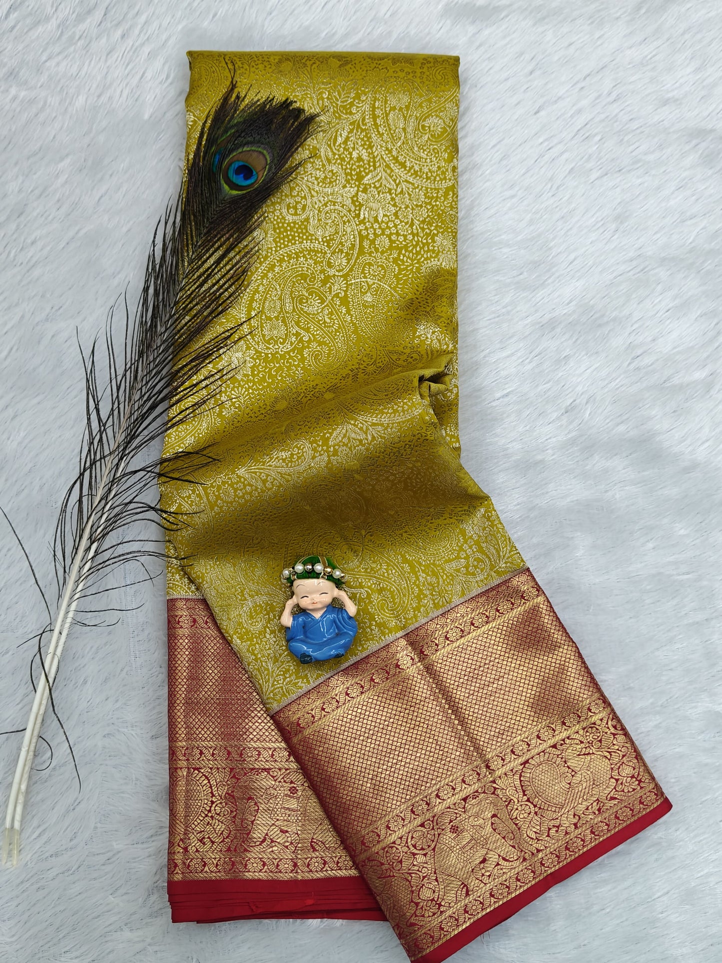 Mustard Yellow Pure Bridal Silk Saree