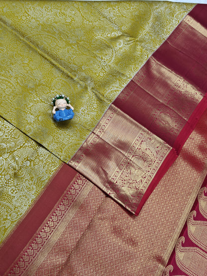 Mustard Yellow Pure Bridal Silk Saree