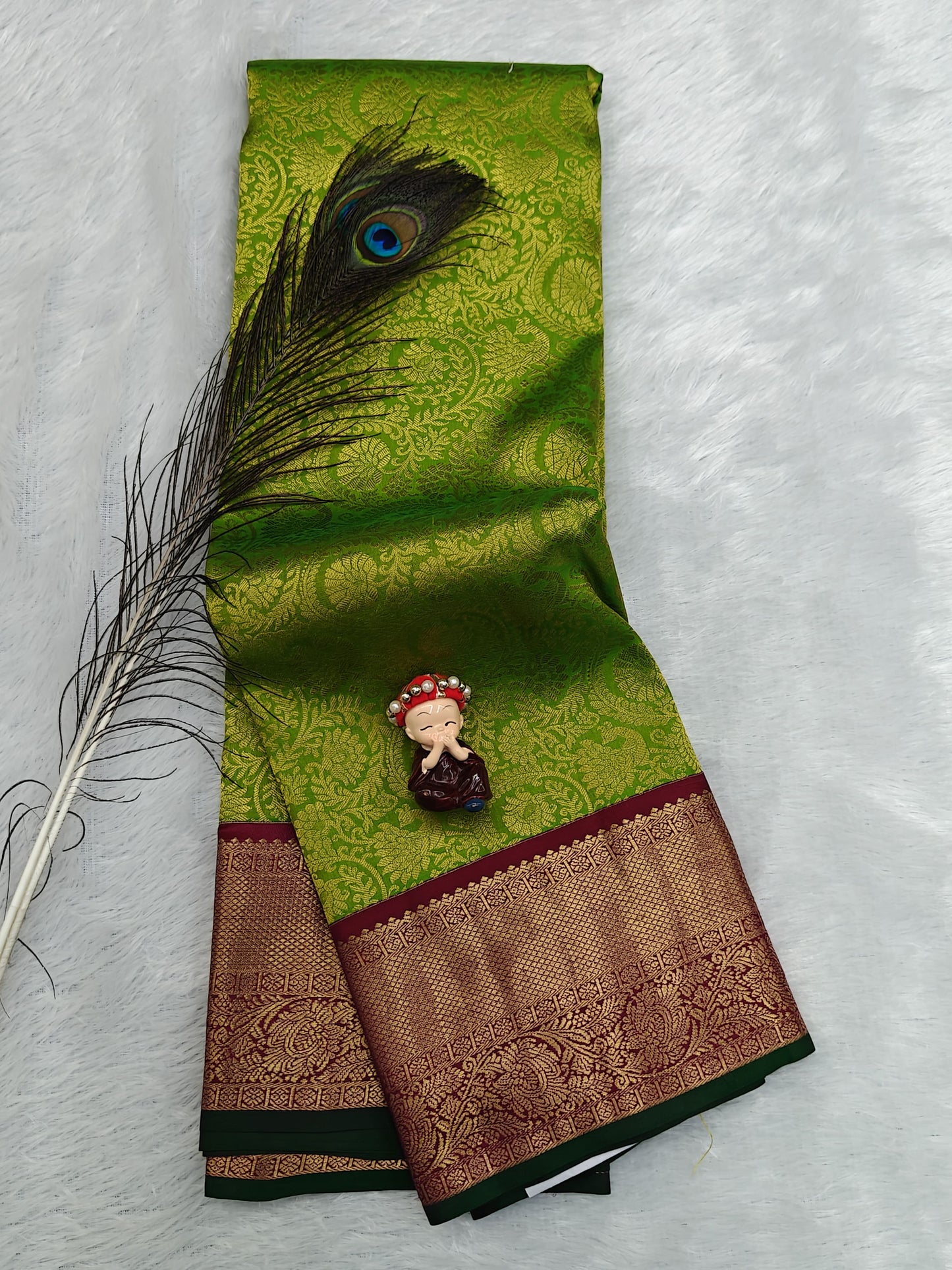 Lite Green Korvai Saree with Rani Pink Border