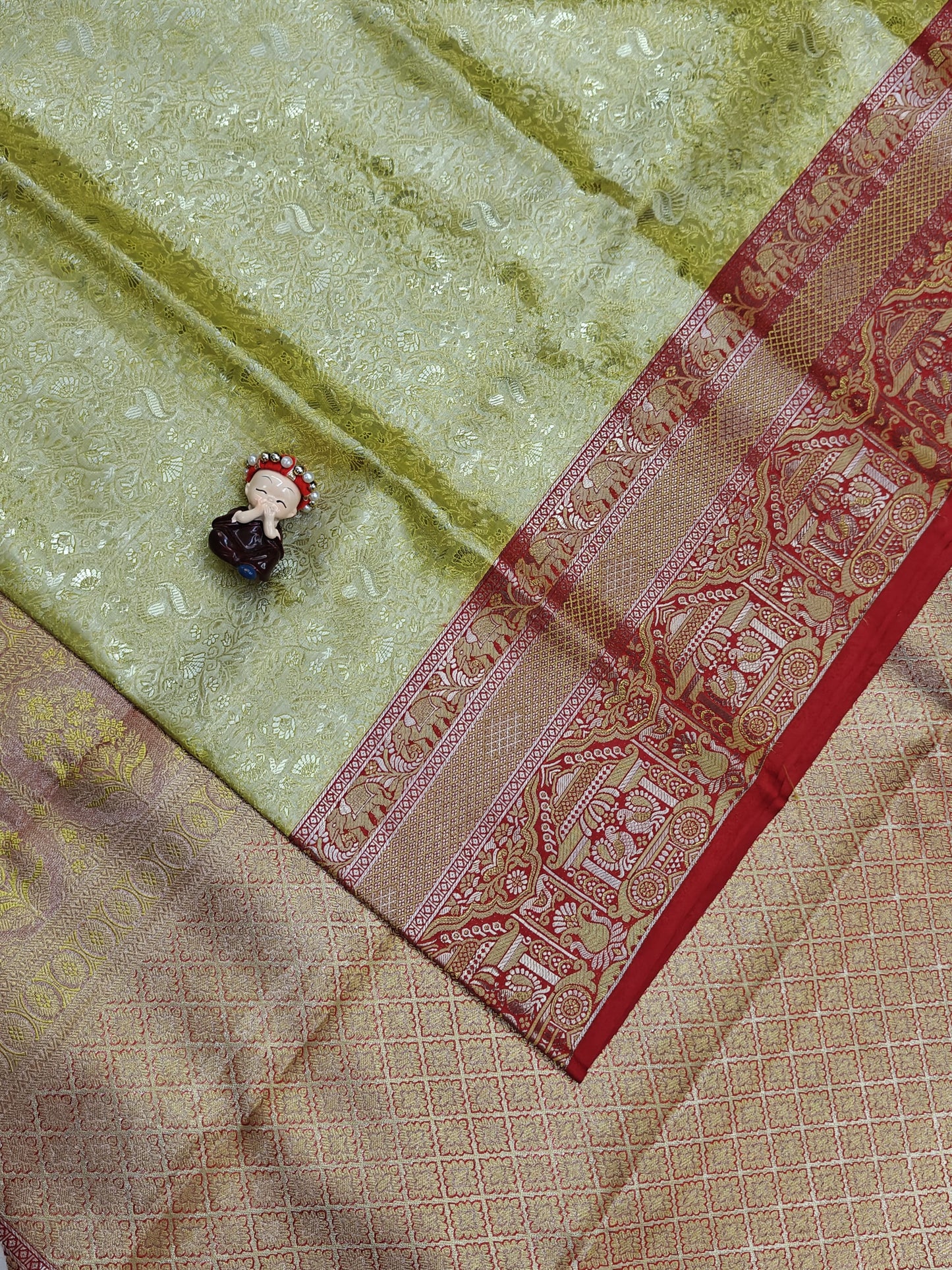 Lemon Yellow Pure Tissue Saree