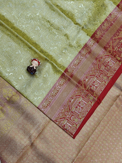 Lemon Yellow Pure Tissue Saree